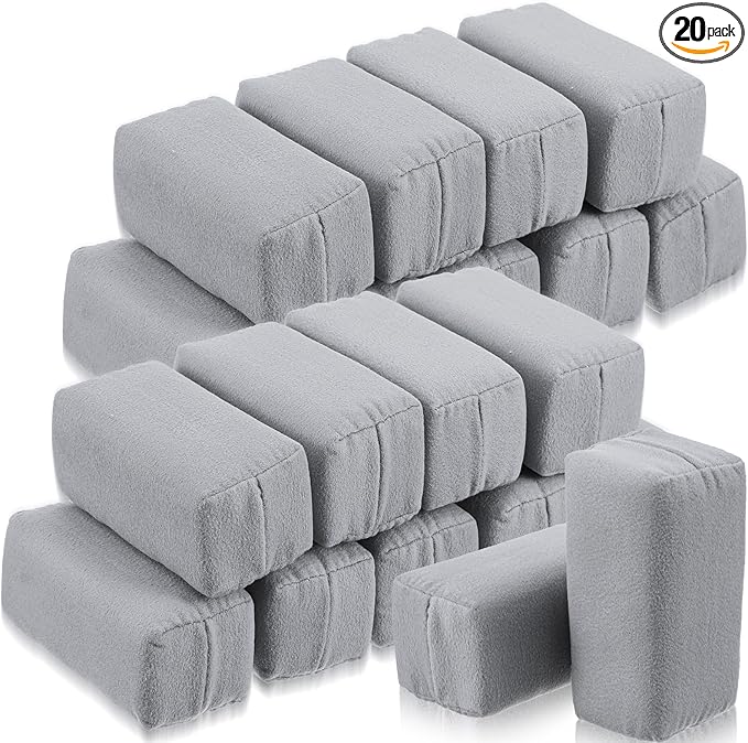 20 Pack Microfiber Applicator Pads - Suede Car Detailing Sponges for Ceramic Coating, Wax & Graphene Spray - Reusable Coating Applicator Pads for Cars, Metal & Plastic Trim