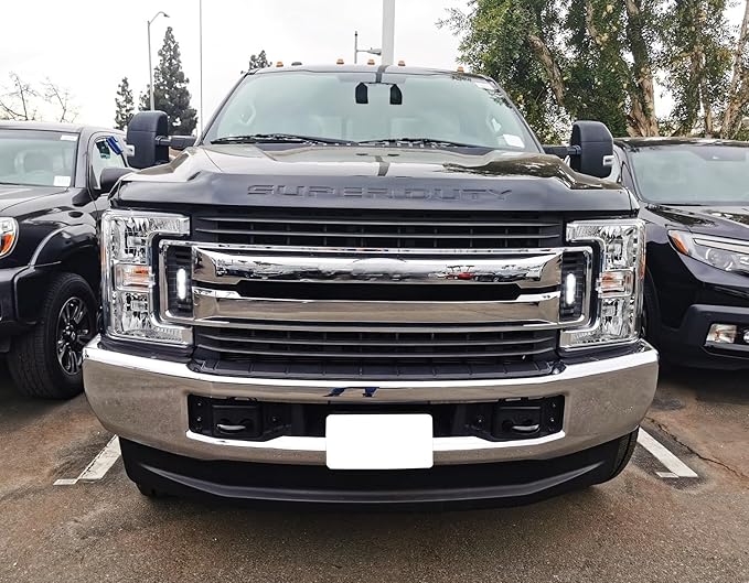 iJDMTOY Front Grille Side Mount Xenon White LED Daylight Driving Light Kit, Compatible With 2017-2019 Ford F250 F350 F450 XL XLT