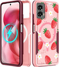 for Moto G 5G 2024 Case - Compatible with MagSafe Women Girls Cute Magnetic Protective Phone Cover Girly Kawaii Strawberry Heavy Duty Shockproof Design for Motorola Moto G 5G 2024 Cases