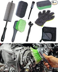 oesee 8 Pack Motorcycle Cleaning Kit - Professional Safe for Chrome/Engine/Tires, Hard Reach Brush, Microfiber Mitt, Detailing Tools, Drying Towel & Wax Applicators