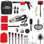 42Pcs Car Wash Cleaning Kit with Foam Gun Sprayer Detailing Brushes Car Vacuum Windshield Cleaning Tool Tire Brush Towels Complete Interior Exterior Detailing Set for Car