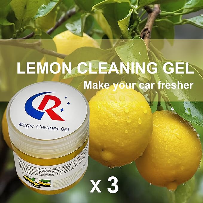 3-Pack Car Cleaning Gels Car Interior Cleaner Putty Slime Auto Detailing Tools Universal Dust Removal Cleaning Kit for Car Accessories Vents 3C Office Scented Lemon Stocking Stuffers Gifts
