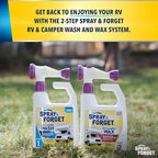 Spray & Forget RV & Camper Wash and Wax Combo, Includes RV & Camper Wash (1 Quart) and RV & Camper Wax (1 Quart) with Convenient, Ready-to-Use Hose End Adapters