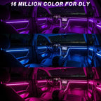 LED Lights for Car Interior - 5 in 1 Wireless Ambient Lighting Kit with 236" Fiber Optic, 16 Million Colors, APP Music Sync - Car Neon Lights for Cars, Trucks, SUVs（USB）