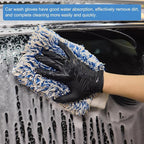 HARFINGTON Chenille Microfiber Car Wash Mitts 9" x 5.5" Scratch Free Wash Gloves Absorbent Double Sided Plush Cleaning Drying Mitts for Car Washing Home Clean Green