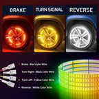Ehaho 14''-18'' Double Row Adjustable Wheel Lights, Brighter RGB Chasing Rim Lights with App, Music Wheel Ring Light with Turn & Braking Signal Compatible with Various Trucks SUV Car（4PCS）