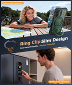 FNTCASE for iPhone 17 Phone Case: [360 Spin Magnetic Ring Kickstand] [Compatible for MagSafe] [Screen Protector] Heavy Duty Military Grade Protection Protective Phone Case with Stand Green