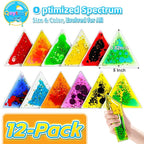 Squishy Liquid Sensory Gel Tiles 12 Packs - Triangle Liquid Sensory Toys for Sensory Play & Portable Fun, Washable Sensory Floor Tiles for Toddles 3+ Learning, Calming, Fidgeting