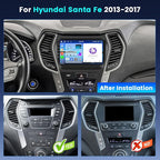 Fuluku【8 Core 4+64GB】 for 2013-2017 Hyundai Santa Fe Android 15 Car Stereo with Wireless Carplay Android Auto, 9'' Touch Screen Radio Dash Kit GPS/WiFi/32EQ DSP/Bluetooth 5.0/SWC/Mic, Backup Cam