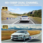 4K Rear View Mirror Camera, 10" Mirror Dash Cam Front and Rear with 64GB Card, Full Touch Screen Dash Cam with 1080P Backup Camera for Car with Reverse Assist,WiFi,APP,Night Vision,Parking Monitor