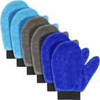 Teenyyou 6 Pcs Microfiber Dusting Mitt Car Wash Mitts Cleaning Glove with Thumb Reusable Terry Dusting Gloves with Elastic Wrist Cuff for Car Wheel Plants House Kitchen(Blue, Grey,9.84 x 7.87 Inch)