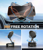 Phone Holder for Car Suction Cup Phone Mount Mag-safe 360° Rotatable Lock[89+LBS Strongest Suction 2800gf Magnetic]Foldable Vacuum Magnetic Phone Stand for iPhone 17 Pro Max/Air/16/Gym/Bathroom Mirror