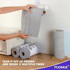 Puomue 55 Pack Microfiber Cleaning Cloth Roll, Tear Away Reusable Towels, 11" X 9", Ultra Absorbent & Lint Free Microfiber Cloth for Cleaning Cars, Kitchen, Window, Home and Shop, Grey
