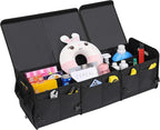 AOKJOY Car Trunk Organizer with Lid Storage Collapsible Multi Compartment Adjustable Straps for SUV, Truck, Sedan(Black) XL