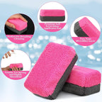 Mudder 24 Pcs 3.5 x 1.5 x 1.5 Inch Car Wax Applicator Pad Rectangular Microfiber Pads Sponge Ceramic Coating Applicator Car Foam Cleaning (Pink and Gray)
