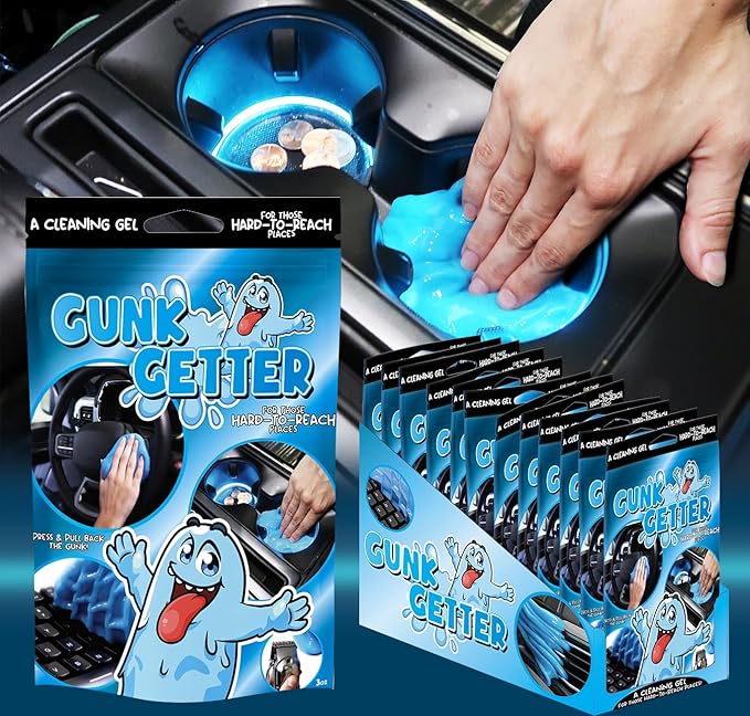 Car Cleaning Gel 12 Pack for Those Hard to Reach Places, Automotive Cup Holder Electronic Keyboard Office, Slime Gel Cleaner Dust Crumb Removal (Resealable Pouch, Blue, 3oz) 12 Pack