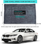 Microfiber Towels for Cars, 23.6"x35.4" 1200 GSM Ultra Thick Soft Car Detailing Drying Towel, Super Absorbent Double Twisted Loop Cloth Cleaning Towel for Car Truck SUV