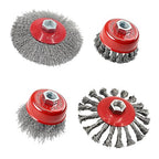 24 Pack Wire Wheel Brush Set 12Pcs 4-1/2” Wheel Brush 12Pcs 3” Cup Brushes for 4-1/2” Angle Grinder with 5/8 Inch-11 Threaded Arbor Carbon Steel Wire Wheel for Heavy-Duty Conditioning Removing Rust