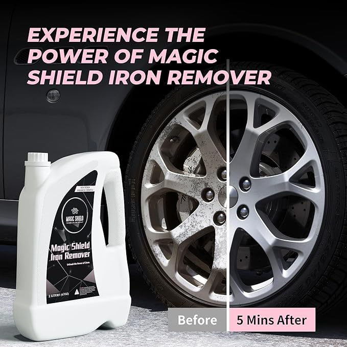 Magic Shield Iron Remover Spray for Cars 68oz – pH-Neutral Iron and Fallout Remover for Car, Motorcycle, RV & Boat | 5-Minute Reaction, Effective on Wheels & Paint | All-In-One Solution