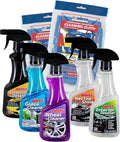ABRO Professional Grade Car Detailing Kit, Includes Streak Free Glass Cleaner, Wheel Cleaner, 2 Mircofiber Cleaning Towels, Interior & Exterior Wash