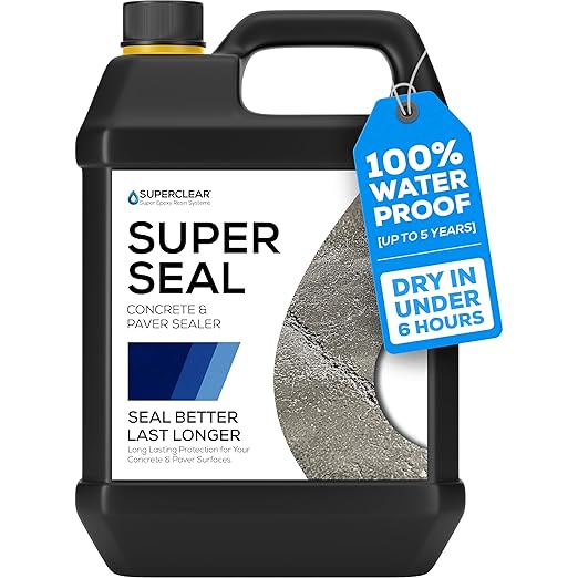 Modified Acrylic Concrete Paver Super Sealer,Penetrating Wet Natural Look, Cures in 6 Hours, 5 Year Life, Non-Toxic, Zero VOCs, Pet Friendly, Patio, Driveway, Roof, Pool Decks,Garages (1 Gallon)