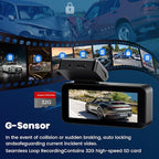 2.5K Dash Cam Front and Rear with 64GB Card, Car Camera with 3.39" IPS Screen, WDR Night Vision, Parking Monitor, G-Sensor Dash Camera