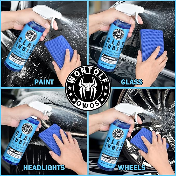 2 Pack 2 in 1 Clay Scrubber Car Clay Bar Auto Detailing Kit, Car Clay Wash Sponge, Premium Grade Magic Clay Mitt Towel, Easily Cleans Paint Contaminants, Debris, and Road Grime Light Overspray