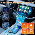 4 in 1 Wireless Carplay Adapter 2026 Upgrade, Ultra-mini Size USB Design Wired to Wireless Adapter for Apple Carplay & Android Auto & Airplay & Mirror Link, Plug and Play (Black)