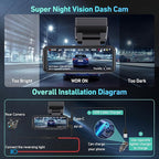 Dash Cam Front and Rear, 4K Dash Cam Built-in 5.8G WiFi GPS ADAS, 3.2" IPS Screen Dash Camera for Cars with Free 32GB Card,G-Sensor,Loop Recording,WDR,Night Vision Dashboard Camera