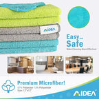 AIDEA Microfiber Cleaning Cloth-400PK, Soft Microfiber Towels for Cars, Absorbent Cleaning Rags, Lint-Free Streak-Free Wash Cloths for House, Kitchen, Window(12in.x12in)