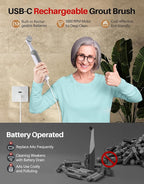 kHelfer Rechargeable Electric Grout Brush with Built-in Battery, Upgraded KH6A Stainless Steel Wire Power Brush & IPX7 Waterproof, Cordless Cleaning Brush & 5 Replacement Heads for Grout, Crevice