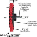 Red Stiff Bristle 5 Piece Cleaning Brush Kit - Outdoor Power Scrubber Brush Kit - Garden, Deck, and Patio Cleaning Tools Set - Concrete Stain Remover - Garden, and Lawn Equipment Cleaning Brush Set