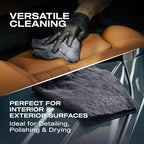 Nasiol Wipe&Buff Microfiber Cleaning and Ceramic Coat Application Cloth – Professional, Highly Absorbent, Lint & Streak-Free, Edgeless Double-Sided Towel – Pack of 10, Dark Gray (13.78 x 15.75 in)