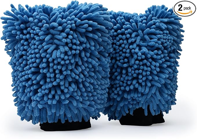 S.M. Arnold 2-Pack Ultra-Soft Microfiber Chenille Wash Mitts, High Absorbency, Ideal for Car Detailing & Home Cleaning, Scratch-Free, Durable, Reusable - Perfect for Professional & DIY Use
