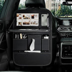 GMQ Back Seat Car Organizer 1 Pack,Backseat Organizer with Tray,Multifunctional Car Seat Back Storage Box with Foldable Tablet Holder (Carbon Black, Weave)