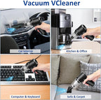 8Kpa Mini Handheld Vacuum Cleaner,120W High Power Cordless Car Vacuum, 2 in 1 Keyboard Vacuum & Air Duster with LED Light & Multi-Nozzles for Car, Computer, Sewing Machine