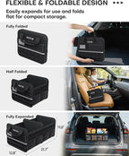 HOTOR Tactical Car Trunk Organizer - Foldable Trunk Organizer for SUV with Front MOLLE Pocket & Reflective Strips, Essential Car Accessories for Tools & Outdoor Storage, 12.8" x 21.7" x 11.0", Black