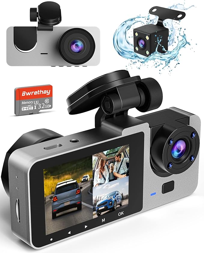 Dash Cam Front and Rear Inside, 4K/2.5K Full HD Dash Camera for Cars,Car Camera with Free 32GB SD Card,Built-in Super Night Vision,WDR,G-Sensor,24 Hours Parking Monitor, Loop Recording