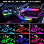 Acrylic Interior Car LED Strip Light with APP Remote Control,43.3in RGB Dreamcolor Acrylic Neon Flexible Strip Fiber Optic LED Ambient Lighting Kits,RGB Music Lights Sync for Inside car Decorations