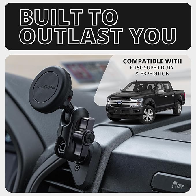 Tackform LINK Vent Phone Mount Compatible with 2015-2020 Ford F-150, 2017-2021 Super Duty, 2018-2021 Expedition | Aluminum | Universal Magnetic Holder | 2" Arm | Orange Knob | (NOT MAGSAFE Compatible)