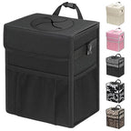 Capolo Car Trash Can with Lid, Leakproof Car Trash Bag Hanging Waterproof Automotive Garbage Can with Storage Pockets Mini Vehicle Trash Bin for Back/Front Seat(Black,4 Gallon)
