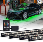 Xprite Car Underglow Neon Accent Strip Lights, 4 Pcs RGB 252 LEDs Underglow Kit with Sound Active Function Music Mode & Wireless Remote, Exterior Car Lights Underbody Lighting for Truck SUV Van
