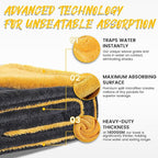 PUGPIU Car Drying Towel - 1400GSM Extra Large Super Absorbent Microfiber Towels for Cars 24"x36" - Large Edgeless with Twisted Loop, Lint-Free & Streak-Free for Auto Detailing, SUV, Truck (Yellow)