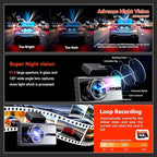 4K Dash Cam,3.6" IPS Touch Screen,1080P Dash Camera for Cars,Built-in WiFi,G-Sensor,Night Vision, Loop Recording,7/24H Parking Mode,Dash Cam Front and Rear with 64GB Card Included
