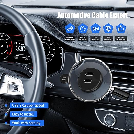 Dual Port USB A 3.0 Male to USB C 3.0 Female Extension Cable,Flush Mount Waterproof Panel Cable for Car,Truck,Boat,Motorcycle Dashboard 3.3ft