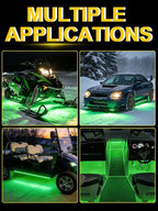 YM E-Bright Green Led Strip Lights for Cars, 10.6 inch 27CM 5050 15 SMD Waterproof Car Underglow Lights Motorcycles Boat Decoration Led Interior Exterior Lights Strip,DC-12V, Pack of 4