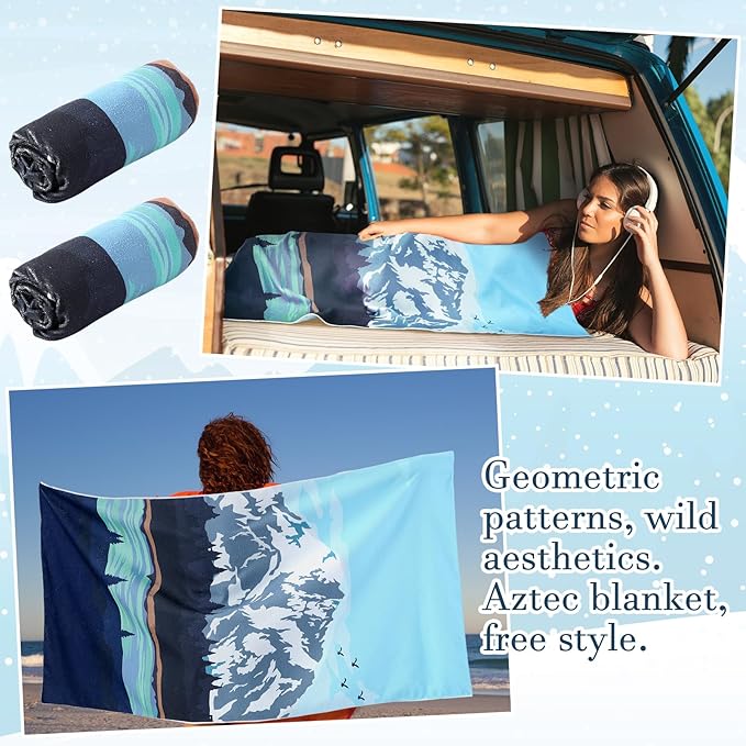 Hahafelt 2 Pack Car Seat Towel Covers Athletic Running Towel Performance Microfiber Post Workout Sweat Washable Cover Non Slip for Seat Outdoor Sport (Glacier)