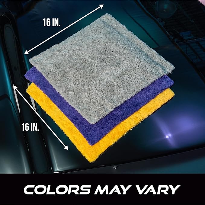 VIKING Microfiber Cleaning Cloth for Car Detailing, Ultra Plush Finishing Microfiber Towels for Car Cleaning Supplies, Yellow, 16 inch x 16 inch, 6 Pack