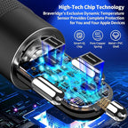 [Apple MFi Certified] iPhone Car Charger Fast Charging, Braveridge 4.8A USB Power Cigarette Lighter Car Carplay Charger Adapter with 6FT Coiled Lightning Cable for iPhone 14 13 12 11 XS XR X 8 SE iPad