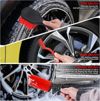 35Pcs Car Detailing Kit & Car Cleaning Kit – Windshield Tool, Long Wheel Brush & 2 Angled Brushes, 4 Polishing Pads & 4 Wax Pads – Red Tool Box – Gift for Men (B：35PCS-R)